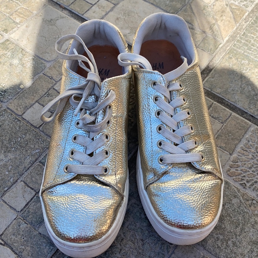 H&M Gold Platform Sneakers